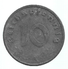 MOEDA DA ALEMANHA 10 REICHSPFENNIG 1940 A KM 101