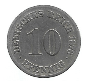MOEDA DA ALEMANHA 10 PFENNIG 1876 C KM 4