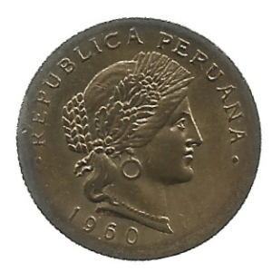 MOEDA DO PERU 20 CENTAVOS 1960 KM 221.2 B