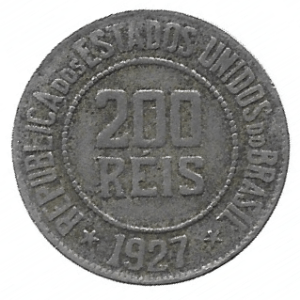 MOEDA DO BRASIL 200 RÉIS 1927 V 099