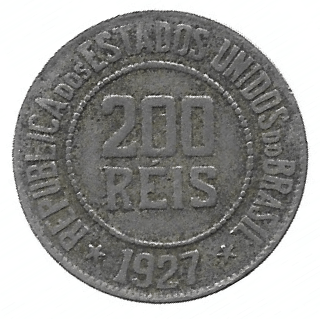 MOEDA DO BRASIL 200 RÉIS 1927 V 099
