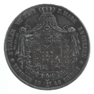 MOEDA DA ALEMANHA / PRÚSSIA 2 THALER 1840 A KM 425 PRATA