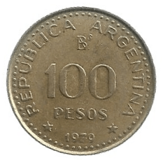 MOEDA DA ARGENTINA 100 PESOS 1979 KM 82