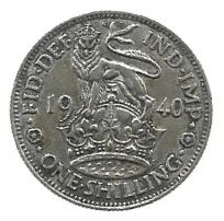 MOEDA DO REINO UNIDO 1 SHILLING 1940 KM 853 PRATA