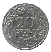 MOEDA DA POLÔNIA 20 GROSZY 1923 KM 12