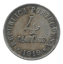 MOEDA DE PORTUGAL 4 CENTAVOS 1919 KM 566