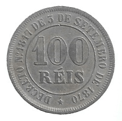 MOEDA DO BRASIL 100 RÉIS 1885 V 015 MBC/SOB