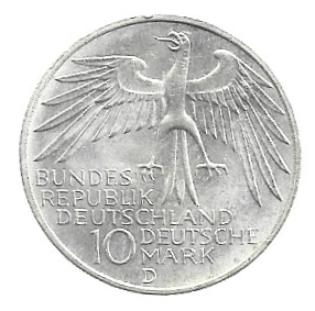 MOEDA DA ALEMANHA 10 MARCOS D KM 130 PRATA