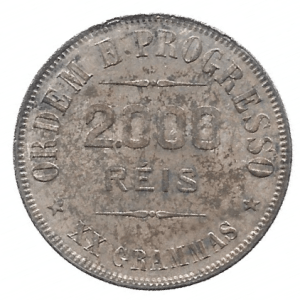MOEDA DO BRASIL 2000 RÉIS 1907 P 696 SOB/FC