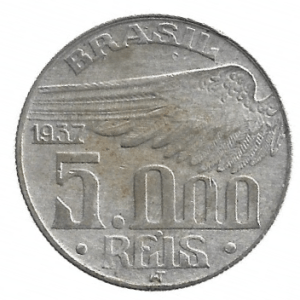 MOEDA DO BRASIL 5000 RÉIS P 722 1937 SOBERBA