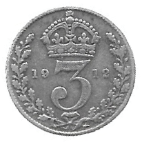 MOEDA DO REINO UNIDO 3 PENCE 1912 KM 813 A PRATA