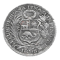 MOEDA DO PERU 1/2 DINERO 1895 KM 206.2 PRATA