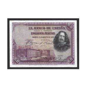 CÉDULA DA ESPANHA  5O PESETAS SOBERBA