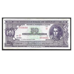 CÉDULA DA BOLÍVIA 50 BOLIVIANOS 1945 P 141 SOB/FE