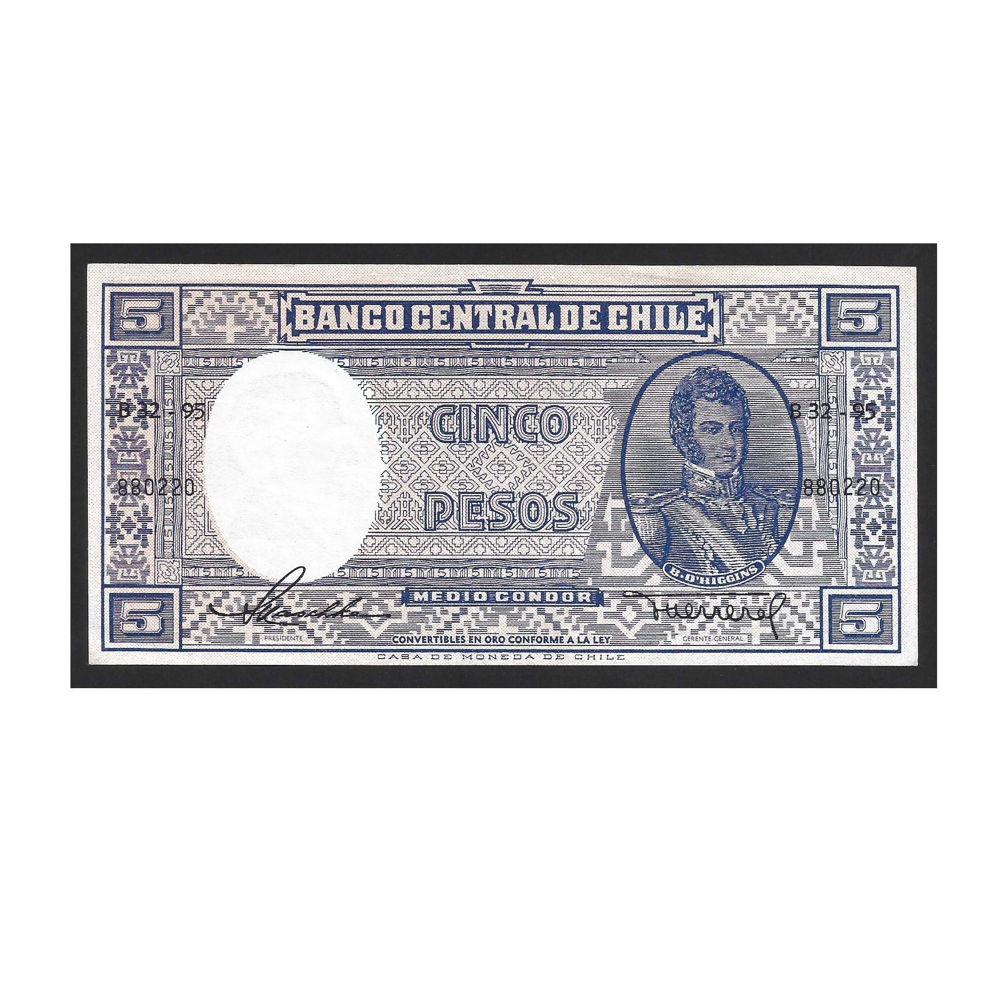 CÉDULA DO CHILE 5 PESOS FE