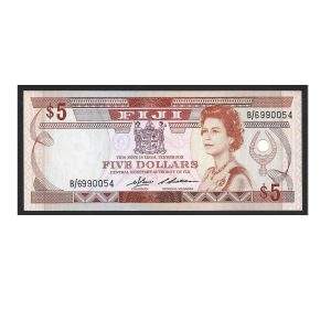 CÉDULA DAS ILHAS FIJI 5 DÓLARES 1980 P 78 SOB/FE