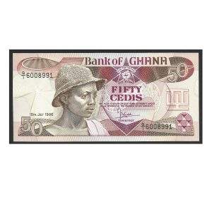 CÉDULA DE GANA 50 CEDIS 1986 P 25 FE