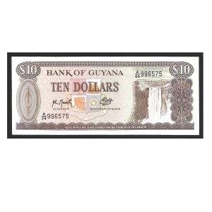 CÉDULA DA GUIANA 10 DÓLARES 1992 P 23 FE