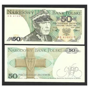 CÉDULA DA POLÔNIA 50 ZLOTYCH 1988 FE