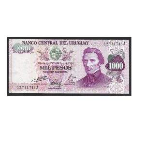 CÉDULA DO URUGUAI 1000 PESOS 1974 P 52 FE