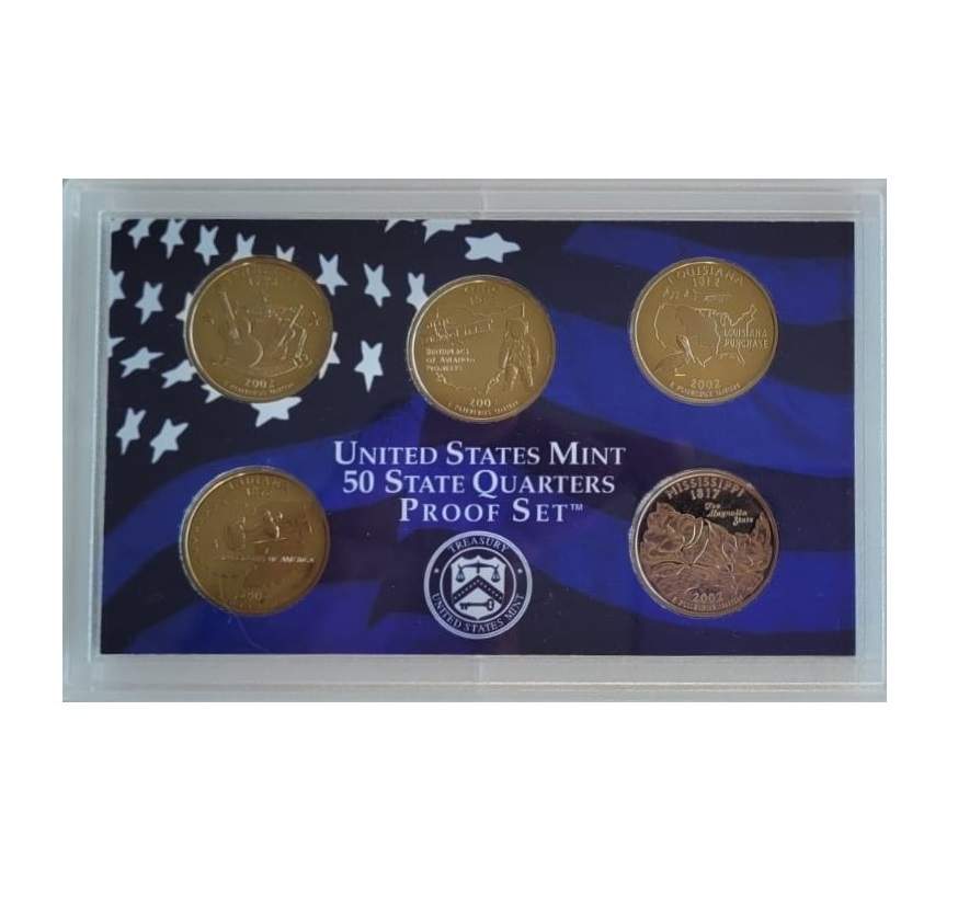 MOEDAS DOS EUA PROOF SET ANO 2002 10 MOEDAS LETRA S
