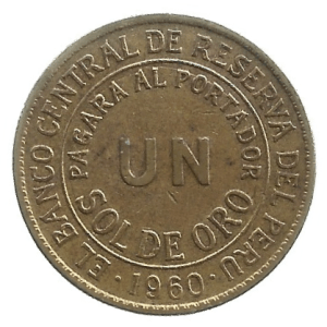 MOEDA DO PERU 1 SOL DE ORO 1960 KM 222