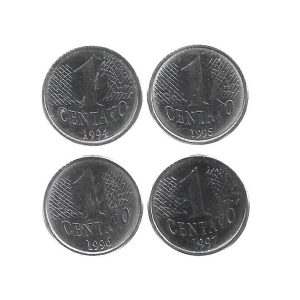 MOEDAS DO BRASIL 1 CENTAVOS 1994-95-96-97