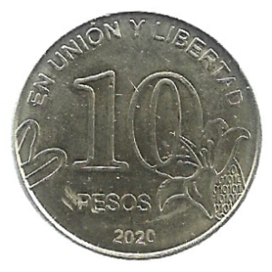 MOEDA DA ARGENTINA 10 PESOS 2020 KM 189