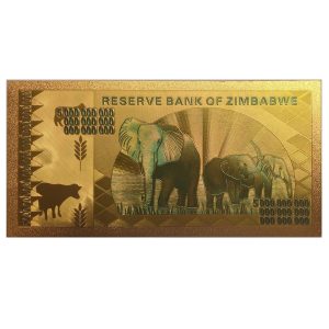 CÉDULA DE FANTASIA ZIMBÁBUE DOURADA