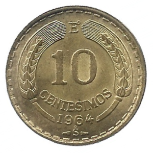 MOEDA DO CHILE 10 CENTAVOS 1964 KM 191