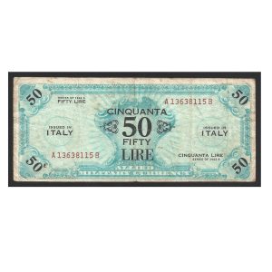 CÉDULA DA ITÁLIA 50 LIRAS 1943 MBC