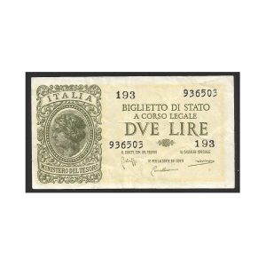 CÉDULA DA ITÁLIA 2 LIRAS 1944 P 30 B MBC/SOB