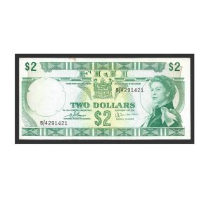 CÉDULA DAS ILHAS FIJI 2 DÓLARES 1974 P 72 SOBERBA