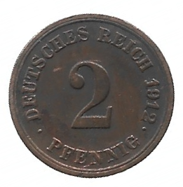 MOEDA DA ALEMANHA 2 PEFNNIG 1912 F KM 16