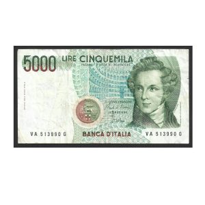 CÉDULA DA ITÁLIA 5000 LIRAS MBC