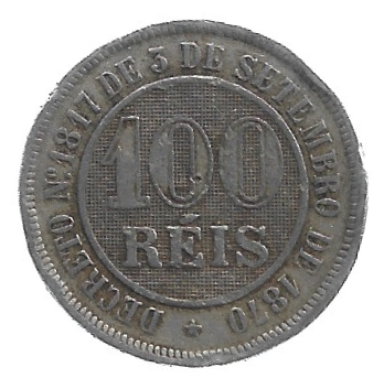 MOEDA DO BRASIL 100 RÉIS 1886 V 028 MBC