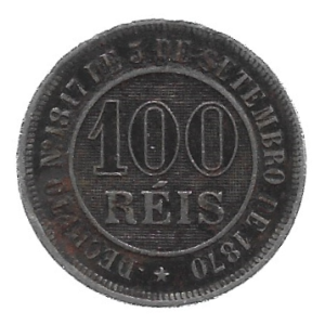 MOEDA DO BRASIL 100 RÉIS 1889 V 31 A MBC/SOB