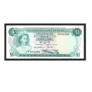 CÉDULA DE BAHAMAS 1 DÓLAR 1965 P18 SOB/FE