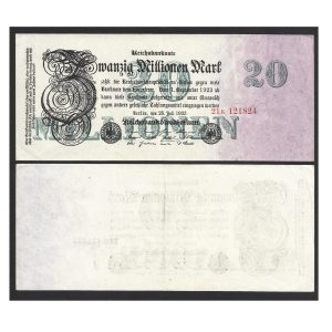 CÉDULA DA ALEMANHA 20 MILHÕES DE MARCOS 1923 P 97 SOB/FE