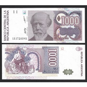 CÉDULA DA ARGENTINA 1000 AUSTRALES FE