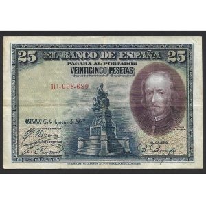 CÉDULA DA ESPANHA 25 PESETAS MBC