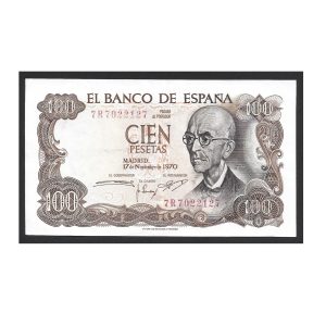 CÉDULA DA ESPANHA 100 PESETAS 1970 SOB/FE
