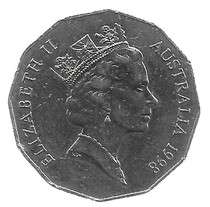 MOEDA DA AUSTRÁLIA 50 CENTS 1998 - Imagem 2