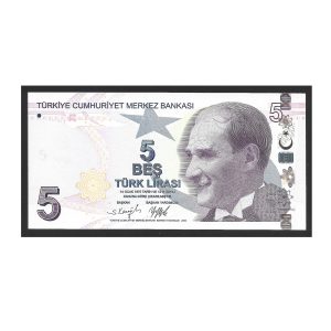 CÉDULA DA TURQUIA 5 LIRAS FE