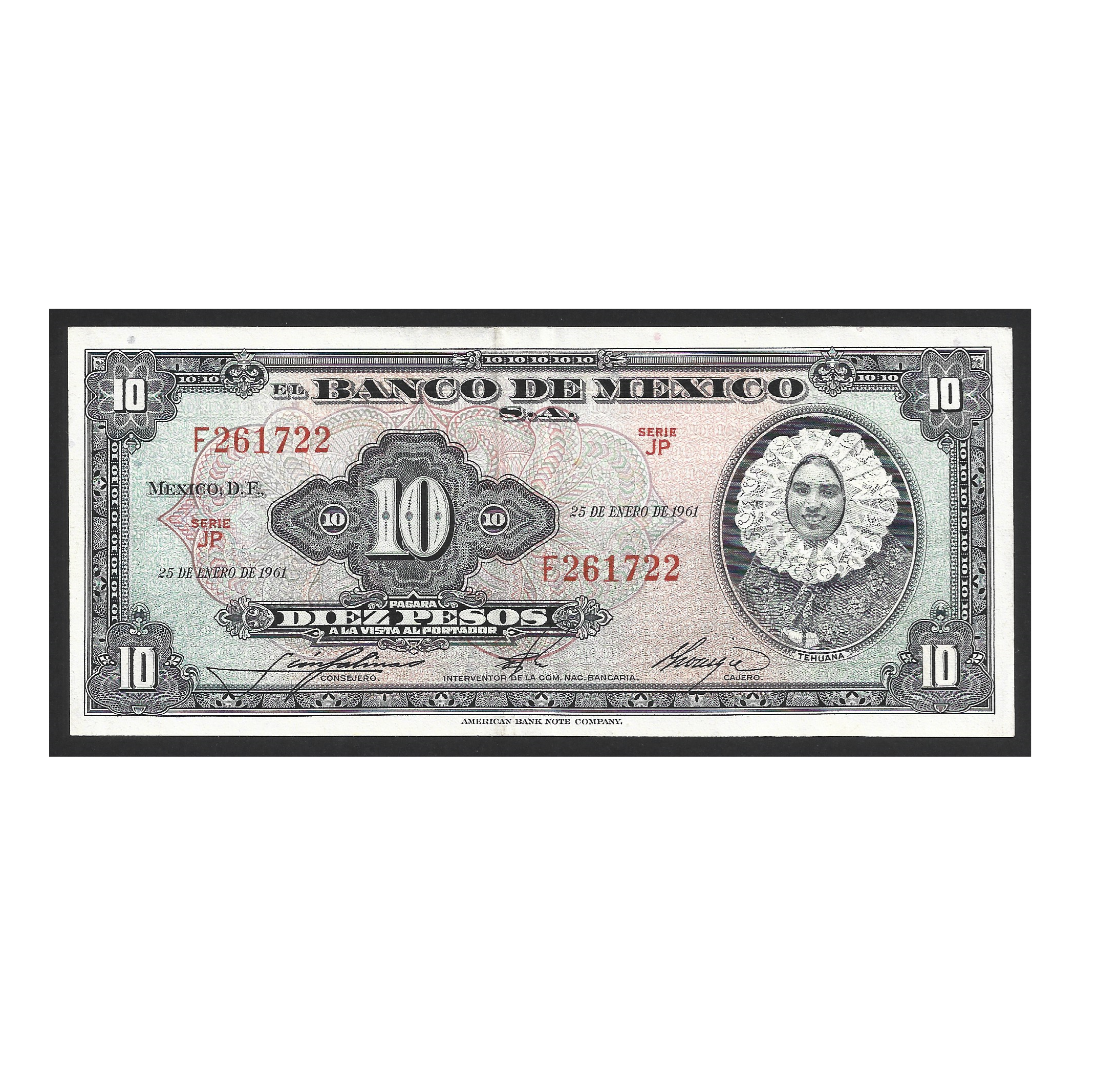 CÉDULA DO MÉXICO 10 PESOS 1961 MBC/SOB