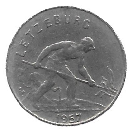 MOEDA DE LUXEMBURGO 1 FRANCO 1957 KM 46.2
