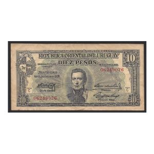 CÉDULA DO URUGUAI 10 PESOS 1939 MBC