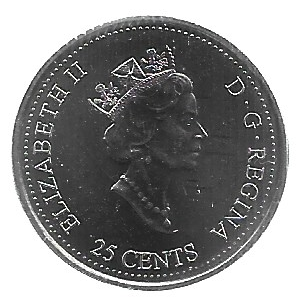 MOEDA DO CANADÁ 25 CENTS 2000 KM 375 - Imagem 2
