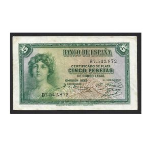 CÉDULA DE 5 PESETAS 1935 SOBERBA