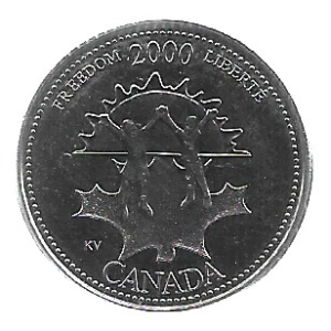 MOEDA DO CANADÁ 25 CENTS 2000 KM 374